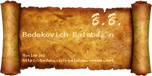 Bedekovich Balabán névjegykártya